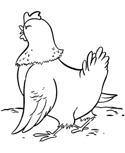Farm Animal Coloring Pages | Angry mother hen Chickens Coloring