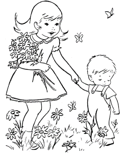 Spring Children and Fun Coloring Page 13 - Spring fun Coloring