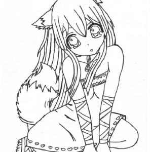 Kids Coloring Pages | Printable Anime Fox Girl