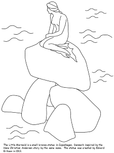Denmark Little Mermaid Countries Coloring Pages & Coloring Book