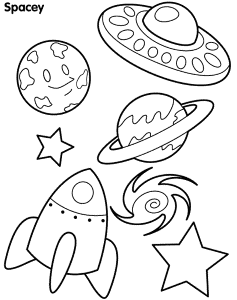 Rocket and planet coloring page | Liam