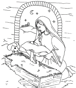 Mary With Baby Jesus Coloring Page |christmas coloring pages Kids