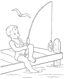 Cute kid summer coloring page 011