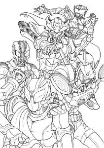 Kamen Rider All Version Coloring Page - NetArt