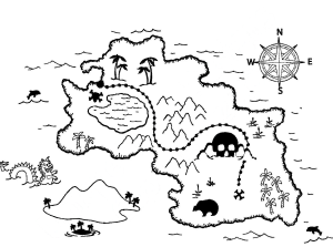 Treasure Map Coloring Page - Coloring Pages for Kids and for Adults