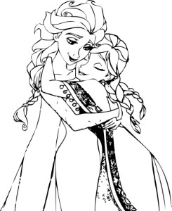 Elsa_And_Anna_Hug_Coloring_Pages | 