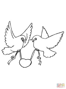 Love Birds with Hearts coloring page | Free Printable Coloring Pages