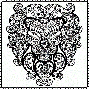 Abstract Tribal Lion Coloring Page for Adults PDF / JPG by ToColor