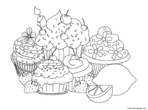 Print beautiful sweet cupcakes Coloring pages