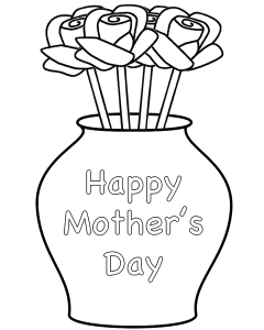 Roses in a Vase with theme - Coloring Page (Mother