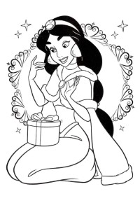 Princess Jasmine Wants To Open Christmas Gifts Coloring Pages
