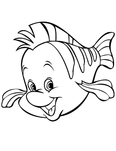 Cute Cartoon Flounder Fish Coloring Page | Free Printable Coloring
