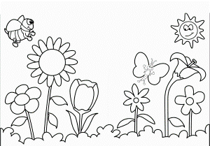 Spring Flowers Colouring Pages Printout - Spring Coloring Pages