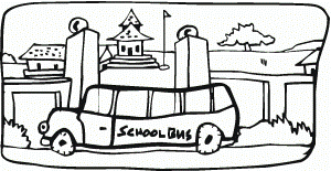 Download School Bus Coloring Page In The Town Or Print School Bus