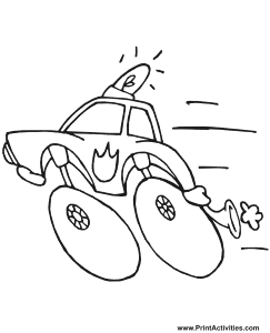Police Car Coloring Page | Cartoonish Police Car in Chase