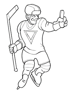 Hockey Coloring Page | A Player With His Finger Up for #1