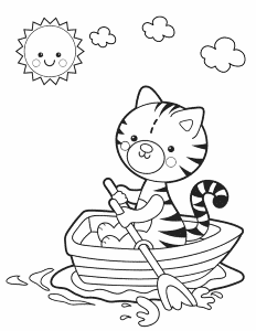 Kitty boat - Free Printable Coloring Pages