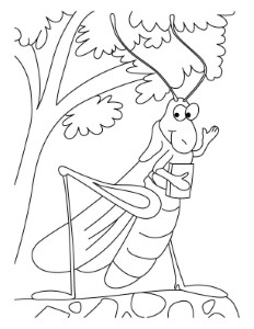 Grasshopper-the schoollover coloring pages | Download Free