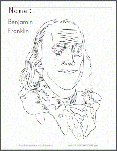 Benjamin Franklin Colouring Pages (page 2)