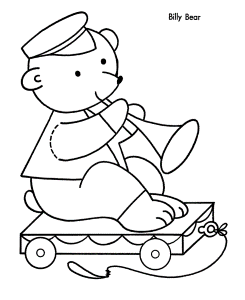 Christmas Toys Coloring Pages - Bear Pull-Toy Christmas Coloring