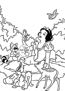 Snow White in forest coloring page for kids, disney coloring pages ...