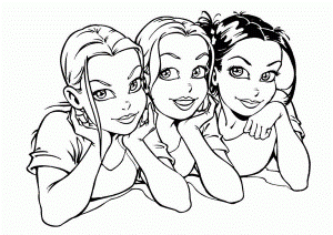 colouring-page-three-smiley-girls-for-466743 Â« Coloring Pages for ...