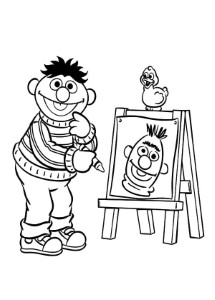 Ernie Drawing Bert Face Coloring Pages: Ernie Drawing Bert Face ...
