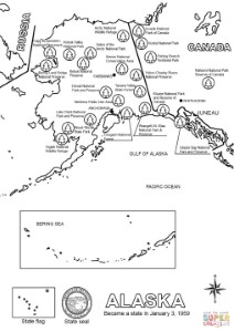 Map of Alaska coloring page | Free Printable Coloring Pages