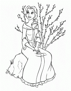 Jasmine Sitting on The Stair Coloring Page | Aladdin pages of ...