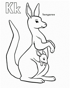 K Is For Kangaroo Coloring For Kids - Activity Coloring Pages