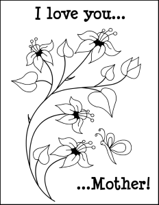 Love You Mother Mothers Day Coloring Page For Kids