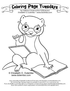 dulemba: Coloring Page Tuesdays - Weasel Doing Homework