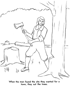 The Pilgrims Coloring pages: Pilgrims needed wood and food