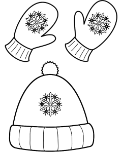 Winter Hat and Mittens - Coloring Page (Clothing)