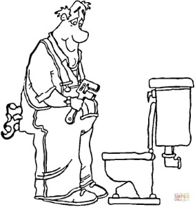 Plumber and Toilet coloring page | Free Printable Coloring Pages