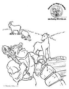 Three Billy Goats Gruff Fairy Tale Coloring Page