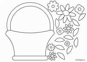 Basket flowers template | Coloring Page