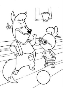 Chicken Little and Fox Coloring Page - Chicken Little Cartoon