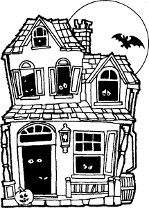 HALLOWEEN, HAUNTED HOUSE COLORING PAGE | COLORING BOOK PAGES | Pinter…