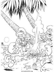 The Smurfs - Smurfette dancing Hula Hula coloring page