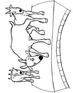 Billy Goats Gruff Coloring Page | Three Goats On Bridge