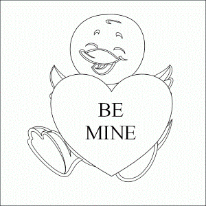 Valentines Day Valentines coloring page of a little ducky | Smarty