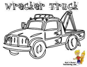 Wrecker Truck Coloring Book Page