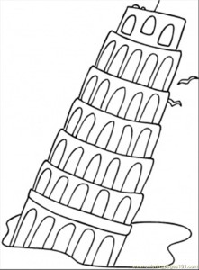 Coloring Pages Falling Tower (Countries > Italy) - free printable