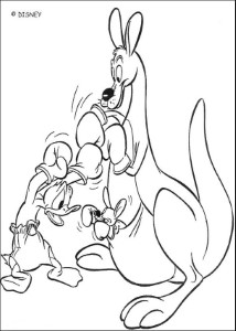 Donald Duck coloring pages - Donald Duck is boxing with a kangaroo