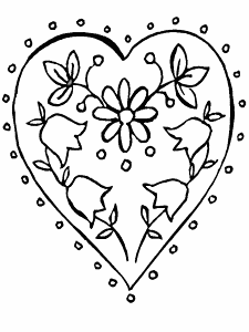 Hearts And Flowers Coloring Pages