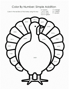 Printable Thanksgiving Coloring Pages By Number Addition 257784