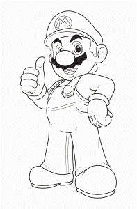 Mario Coloring pages - Black and white super Mario drawings for