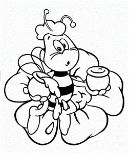 Maya The Bee Coloring Pages For Kids With Honey Printable Free