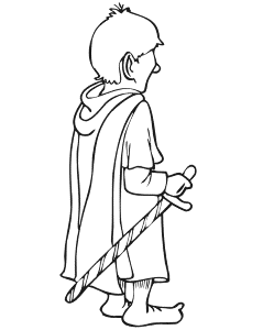 Knight Coloring Page | Squire Holding Sword